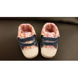 Scarpe bimba jeans e fiori rosa